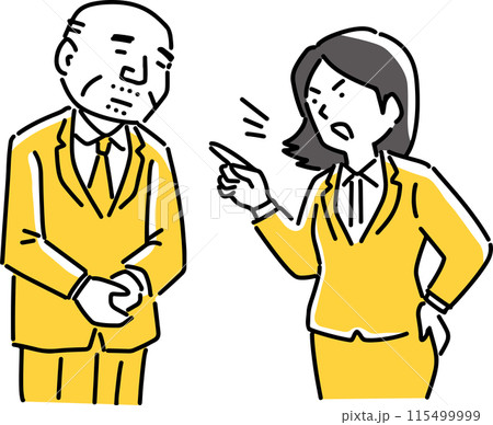 年下女性社員に説教される高齢男性社員 年下女性社員に説教される高齢男性社員 115499999