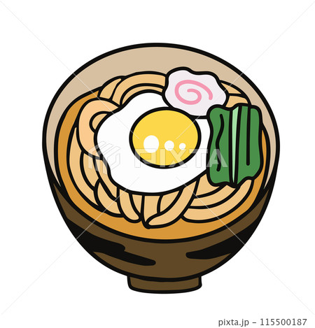 シンプルなうどん　線画イラスト 115500187