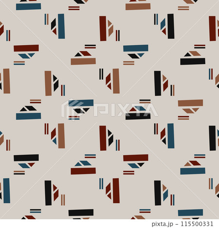 Textile motif seamless pattern. Abstract line shape geometric motif basic pattern continuous background. Man shirt all over print block.  115500331