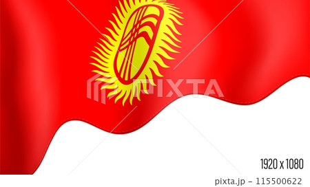 Kyrgyzstan country flag realistic independence day background. Kyrgyzstan commonwealth banner in motion waving, fluttering in wind. Festive patriotic HD format template for independence day Kyrgyzstan country flag realistic independence day background. Kyrgyzstan commonwealth banner in motion waving, fluttering in wind. Festive patriotic HD format template for independence day 115500622
