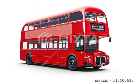 A red doubledecker bus isolated on a white A red doubledecker bus isolated on a white 115500635