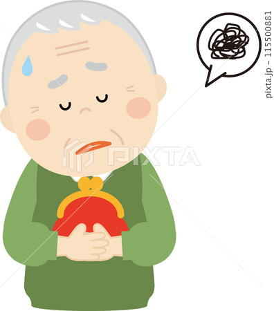 お金がないシニア男性のイラスト お金がないシニア男性のイラスト 115500881