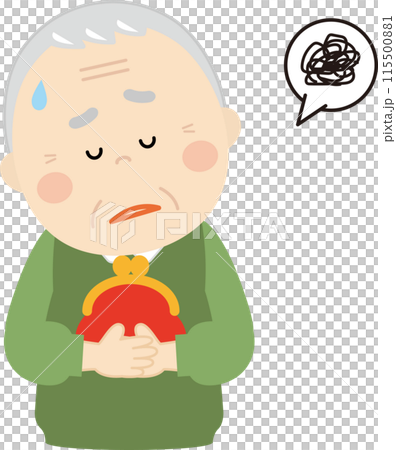 Illustration of a senior man with no money Illustration of a senior man with no money 115500881