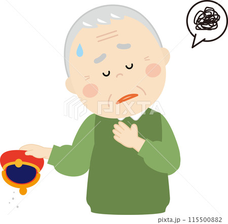 お財布にお金がないシニア男性のイラスト お財布にお金がないシニア男性のイラスト 115500882