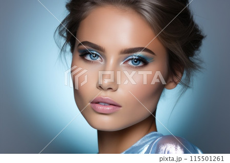 Close-up of the young model's face. Beauty girl  115501261