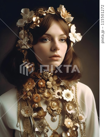 Retro portrait of a beautiful woman. Vintage style 115501272