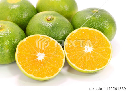 西浦みかん 静岡県産 早生 カット 断面 明るい背景 西浦みかん 静岡県産 早生 カット 断面 明るい背景 115501289