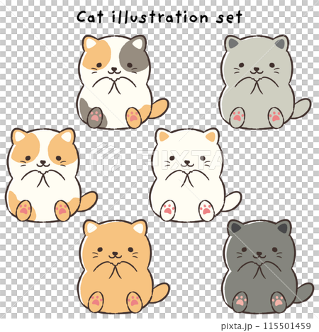 Cute hand drawn cat illustration set 115501459