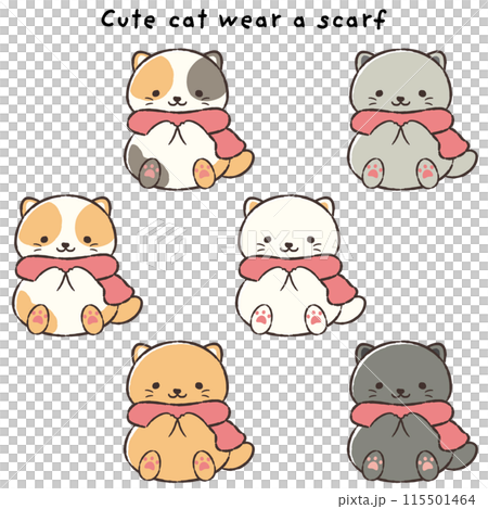 手繪戴圍巾的貓咪插畫集 115501464