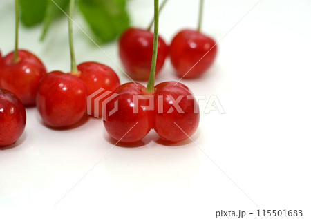 天候不順によりできた双子さくらんぼ 天候不順によりできた双子さくらんぼ 115501683