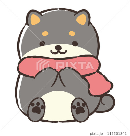 マフラーを巻いた手描きの犬のイラスト マフラーを巻いた手描きの犬のイラスト 115501841