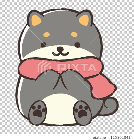 マフラーを巻いた手描きの犬のイラスト マフラーを巻いた手描きの犬のイラスト 115501841