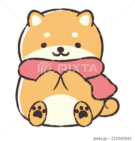 マフラーを巻いた手描きの犬のイラスト マフラーを巻いた手描きの犬のイラスト 115501842