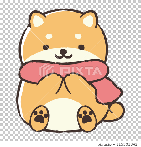 マフラーを巻いた手描きの犬のイラスト マフラーを巻いた手描きの犬のイラスト 115501842