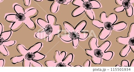 Exotic hand drawn flowers, seamless patterns with floral for fabric, textiles, clothing, wrapping paper, wallpaper, wall art, cover, banner, home decor, abstract backgrounds. Exotic hand drawn flowers, seamless patterns with floral for fabric, textiles, clothing, wrapping paper, wallpaper, wall art, cover, banner, home decor, abstract backgrounds. 115501934