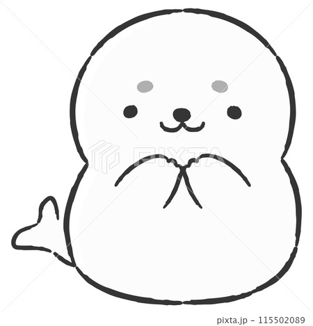 かわいい手描きのアザラシのイラスト かわいい手描きのアザラシのイラスト 115502089