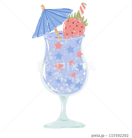 Star strawberry lemonade Hand drawn Illustration Colored Pencil Crayon Style Independence Day 4th of July American Food isolated clip art elements for holiday decoration and celebration design Star strawberry lemonade Hand drawn Illustration Colored Pencil Crayon Style Independence Day 4th of July American Food isolated clip art elements for holiday decoration and celebration design 115502202