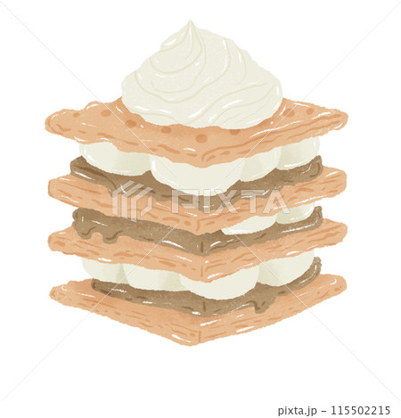 S'more with whipped Cream Hand drawn Illustration Colored Pencil Crayon Style Independence Day 4th of July American Food isolated clip art elements for holiday decoration and celebration design S'more with whipped Cream Hand drawn Illustration Colored Pencil Crayon Style Independence Day 4th of July American Food isolated clip art elements for holiday decoration and celebration design 115502215