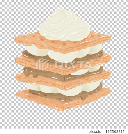 S'more with whipped Cream Hand drawn Illustration Colored Pencil Crayon Style Independence Day 4th of July American Food isolated clip art elements for holiday decoration and celebration design S'more with whipped Cream Hand drawn Illustration Colored Pencil Crayon Style Independence Day 4th of July American Food isolated clip art elements for holiday decoration and celebration design 115502215