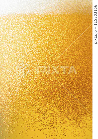グラスに注がれた生ビール、クローズアップ 115503156
