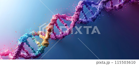 Illustration of rainbow DNA on a blue background. Suitable for introducing the concept of gender diversity. It was genetic from the beginning, the colors of the rainbow represent the LGBTQ people. 115503610