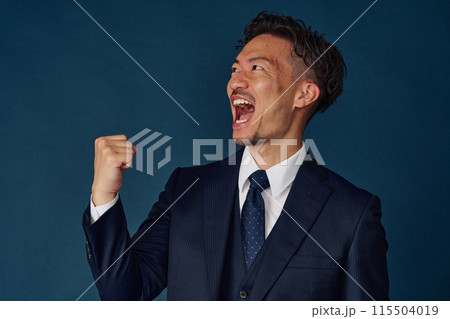 ガッツポーズをするビジネスマン 115504019