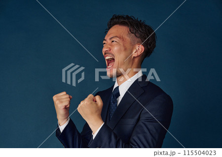 ガッツポーズをするビジネスマン 115504023