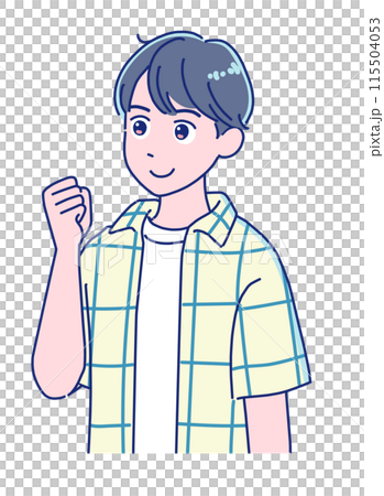 A smiling elementary school boy posing in a fist 115504053