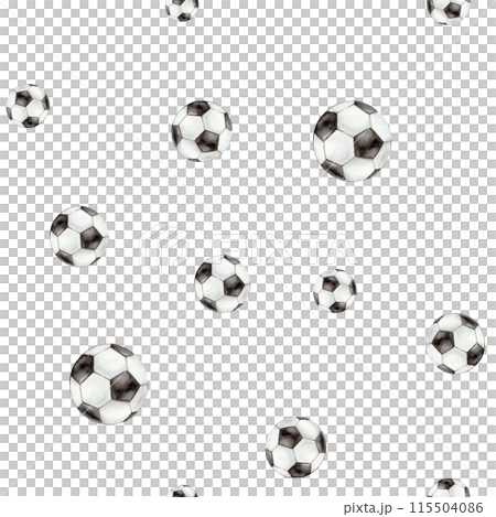Seamless football or soccer ball pattern. Sport background. Hand drawing watercolor illustration for clothing textile, scrapbooking. Football leather balls background Seamless football or soccer ball pattern. Sport background. Hand drawing watercolor illustration for clothing textile, scrapbooking. Football leather balls background 115504086