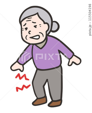 変形性膝関節症で膝が痛い高齢の女性 115504198