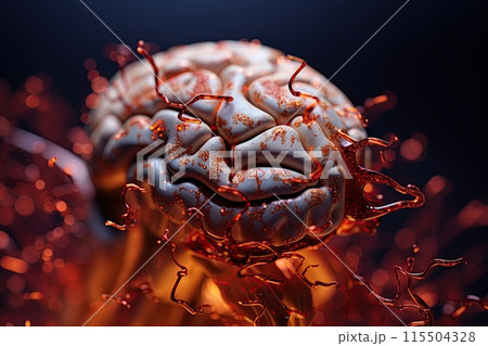 Artificial Intelligence computer processor. Human brain as a robot. Ai Generative 115504328