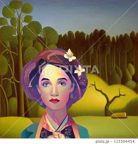 田園でポーズをとる女性 115504454