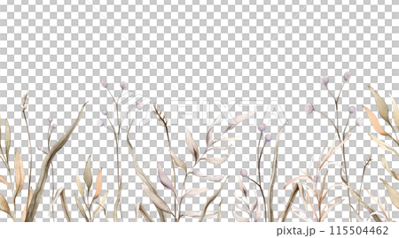 Seamless border with watercolor fantasy botanical illustration branches and flowers. Lilac circle floral illustration. Fall vibes. Hand drawing isolated on background. Banner with herds pastel color. Seamless border with watercolor fantasy botanical illustration branches and flowers. Lilac circle floral illustration. Fall vibes. Hand drawing isolated on background. Banner with herds pastel color. 115504462