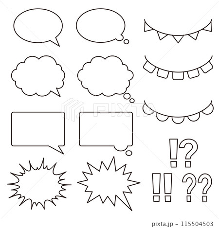 ベクターイラスト素材　ふきだしセット(線画のみ) 115504503