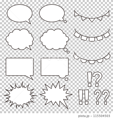ベクターイラスト素材　ふきだしセット(線画のみ) 115504503
