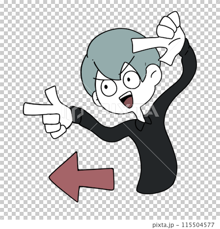 一個人用雙手指向左邊（有箭頭） 115504577