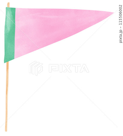 Triangle sport flag watercolor green and pink 115506002