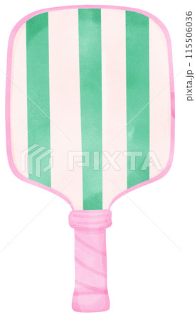 .Retro Pickleball paddle stripe preppy watercolor 115506036