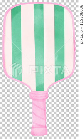 .Retro Pickleball paddle stripe preppy watercolor 115506036