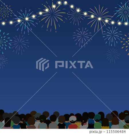 花火を見る観客と打ち上げ花火 115506484
