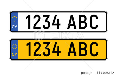 Cyprus car license plate eu design template. Vegicle registration CY number plate european union Cyprus car license plate eu design template. Vegicle registration CY number plate european union 115506812