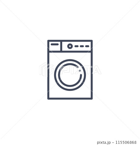 Washing machine outline icon. Line art washing machine household design vector icon. Washing machine outline icon. Line art washing machine household design vector icon. 115506868
