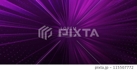 Abstract purple zoom lines speed design on dark purple background. Cartoon background concept. 115507772