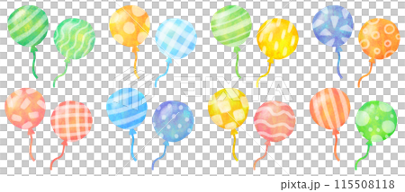 Illustration set of colorful balloons with patterns 115508118