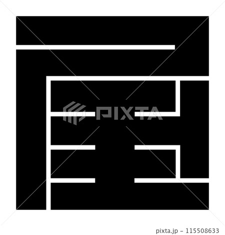 家紋です。角字という種類です。屋の形です。 115508633