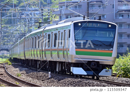 東海道本線　真鶴　JR東日本　E233系3000番台　E-58編成（国府津） 115509347