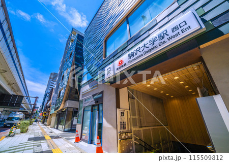 日本の東京都市景観 6月。東急電鉄 駒沢大学駅 西口などを望む 日本の東京都市景観 6月。東急電鉄 駒沢大学駅 西口などを望む 115509812
