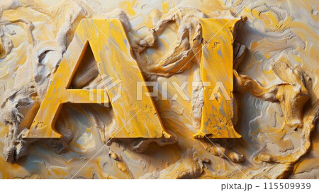 Yellow Marble Artificial Intelligence concept art poster. 115509939