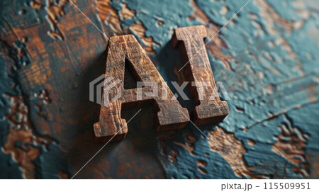 Wooden Mahogany Artificial Intelligence concept art poster. 115509951