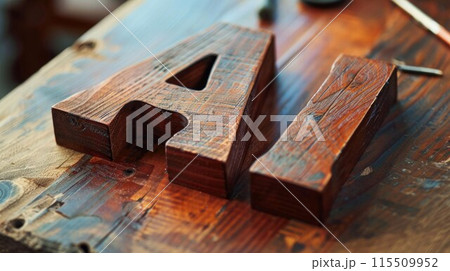 Wooden Mahogany Artificial Intelligence concept art poster. 115509952
